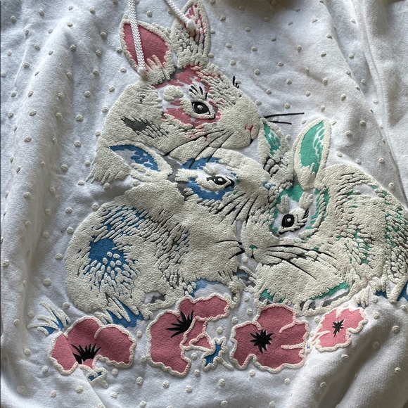 White Bunny Print Hoodie - Picture 4 of 9